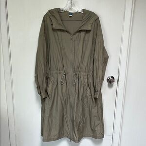 Olive Hooded Women's Long Jacket